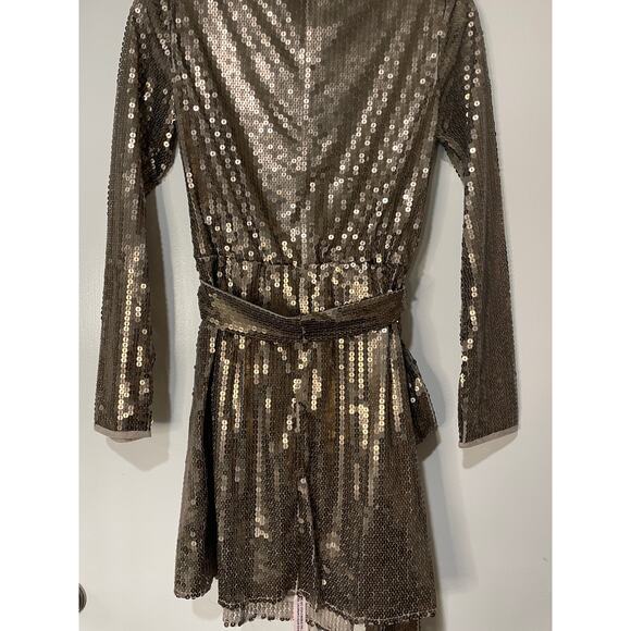Mac Duggal Sequin Embellished Long Sleeve High Neck Mini Dress 10789 size 4 NWT - Picture 13 of 15